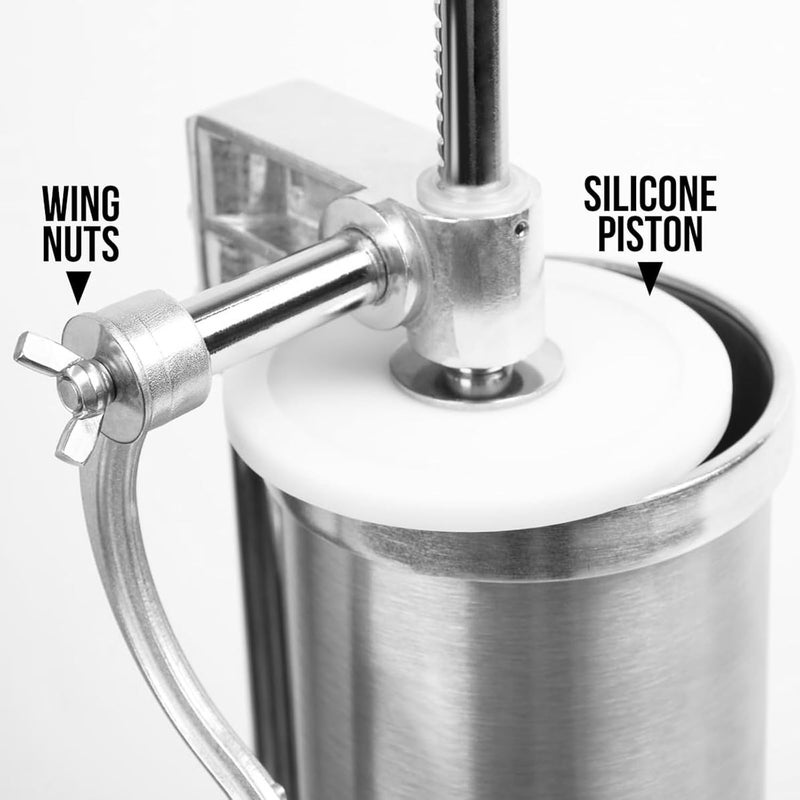 MASTER FENG 2.5 LBS Sausage Stuffer Vertical Stainless Steel Stuffing Maker Machine Packed with 8 Stuffing Funnels and 1 Silicone Piston - Image 4